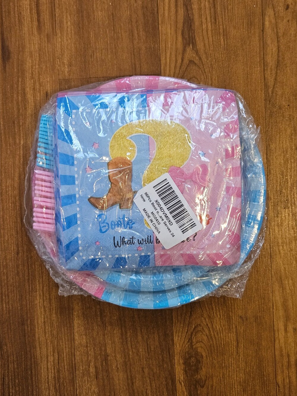 Gender Reveal Party Bag - Pink and Blue Boots Or Bows.